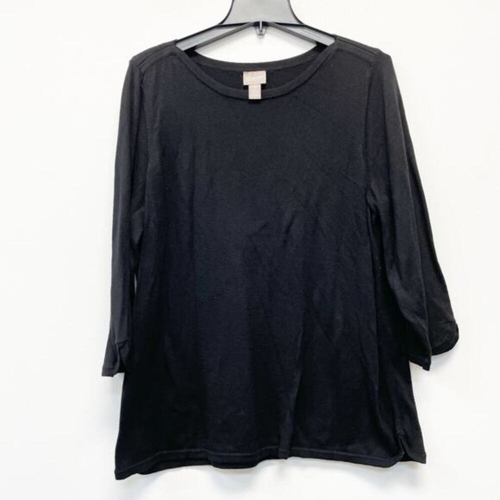 Chico's Womens Black Boat Neck Knit Sweater Top Size 3,‎ XL